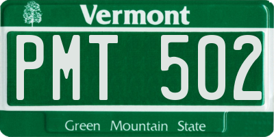 VT license plate PMT502