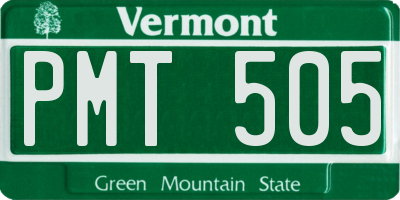 VT license plate PMT505