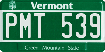 VT license plate PMT539
