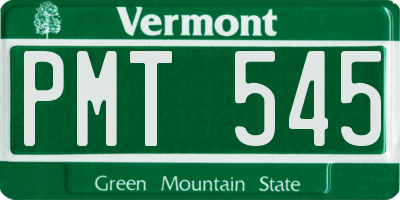 VT license plate PMT545