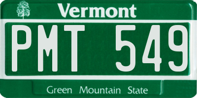 VT license plate PMT549