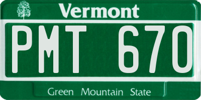 VT license plate PMT670