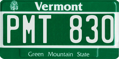 VT license plate PMT830