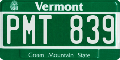 VT license plate PMT839