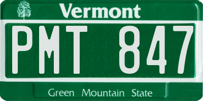 VT license plate PMT847