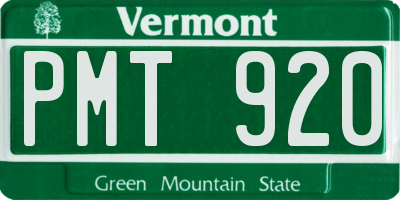 VT license plate PMT920