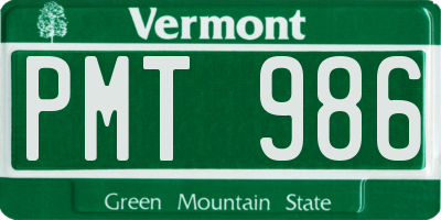 VT license plate PMT986