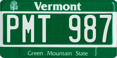 VT license plate PMT987