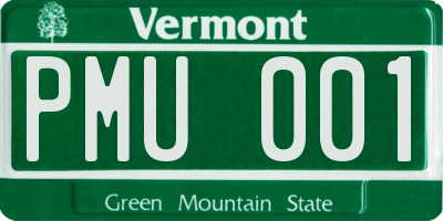 VT license plate PMU001