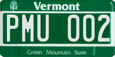 VT license plate PMU002
