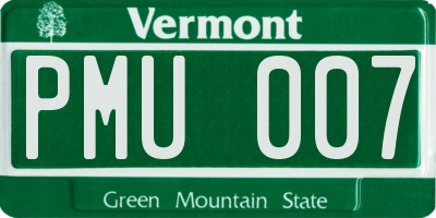 VT license plate PMU007