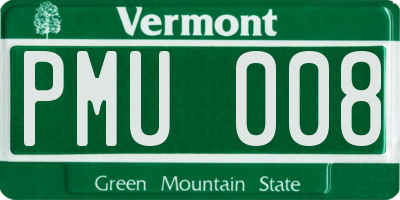 VT license plate PMU008