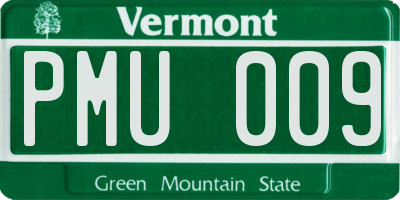 VT license plate PMU009