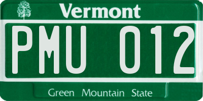VT license plate PMU012