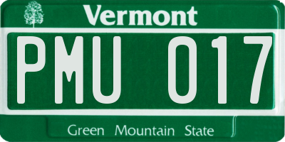 VT license plate PMU017