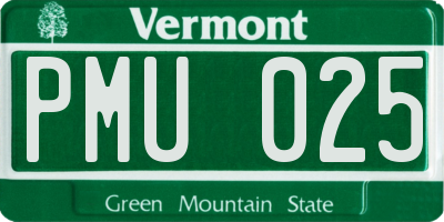VT license plate PMU025