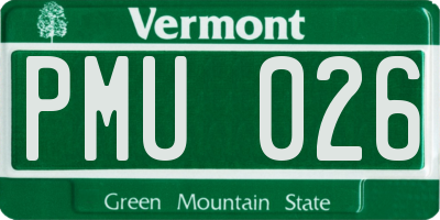 VT license plate PMU026