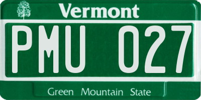 VT license plate PMU027