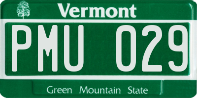 VT license plate PMU029