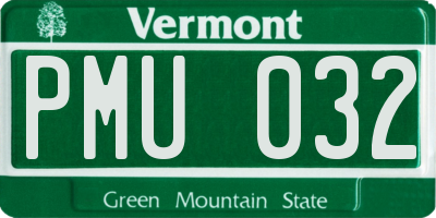 VT license plate PMU032