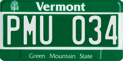 VT license plate PMU034