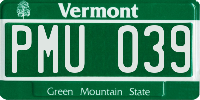 VT license plate PMU039