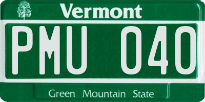 VT license plate PMU040