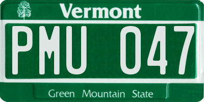 VT license plate PMU047