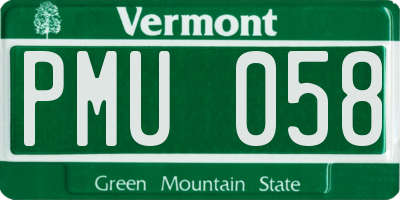 VT license plate PMU058
