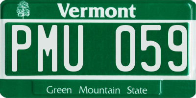 VT license plate PMU059
