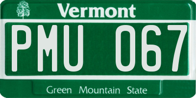 VT license plate PMU067