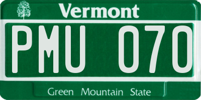 VT license plate PMU070