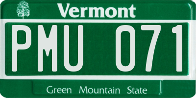VT license plate PMU071
