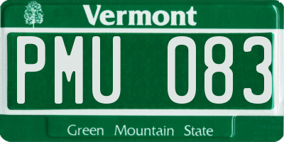 VT license plate PMU083
