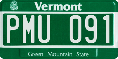 VT license plate PMU091