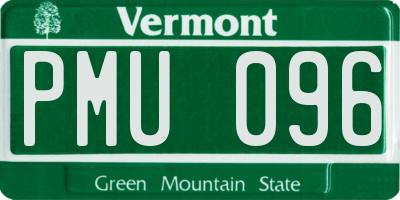 VT license plate PMU096