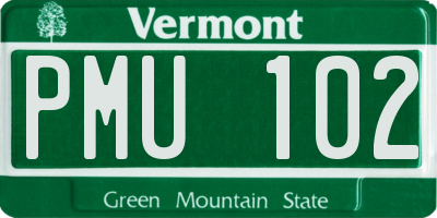 VT license plate PMU102