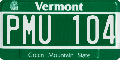 VT license plate PMU104