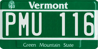 VT license plate PMU116