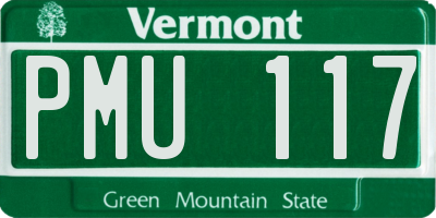 VT license plate PMU117