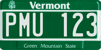 VT license plate PMU123