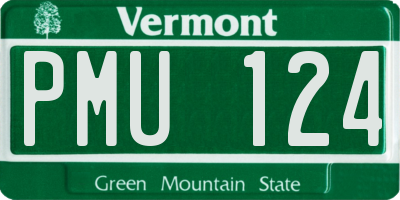VT license plate PMU124