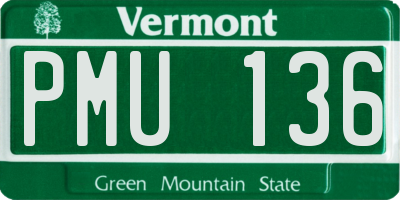 VT license plate PMU136
