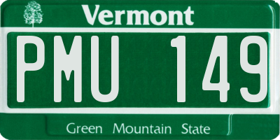 VT license plate PMU149