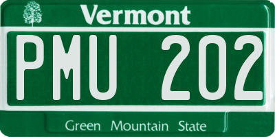 VT license plate PMU202