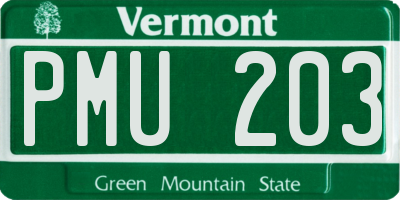 VT license plate PMU203
