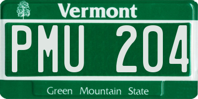 VT license plate PMU204