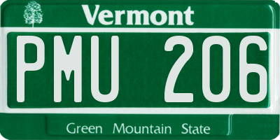 VT license plate PMU206