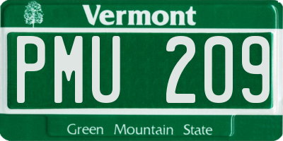 VT license plate PMU209