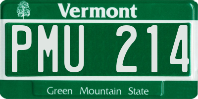 VT license plate PMU214